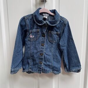 Carter's 3T Girls Blue Jean Jacket Classic Denim Style with Flower Design